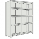 日本中山 TRUSCO   63V-55（NG）   　スチール製軽量ボルト式棚　縦仕切前當付　Ｗ８７５×Ｄ３００×Ｈ１８００　３列４段　ネオグレー